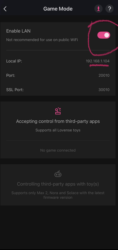 Lovense Connect API enabled