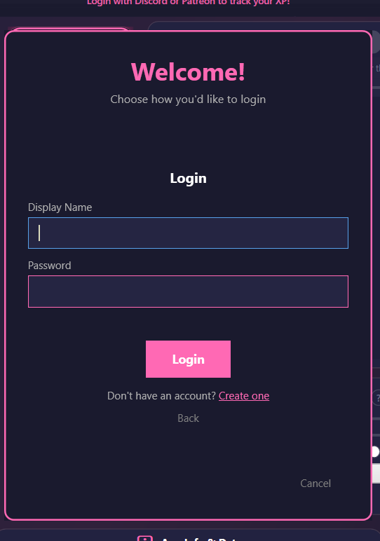 Login dialog in CCP asking for Display Name and Password