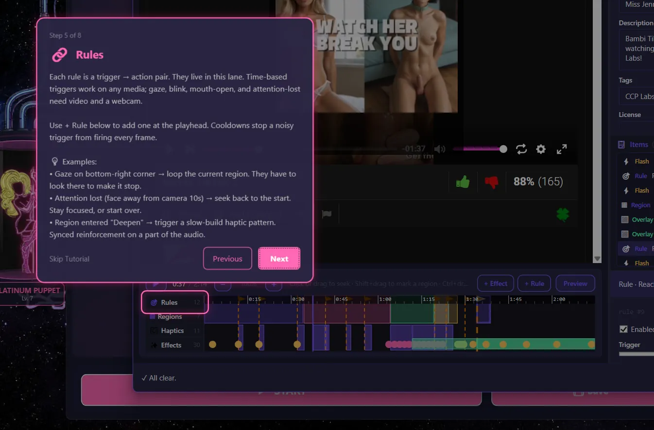 Tutorial step 5 - Rules