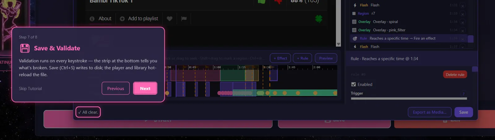 Tutorial step 7 - Save and Validate