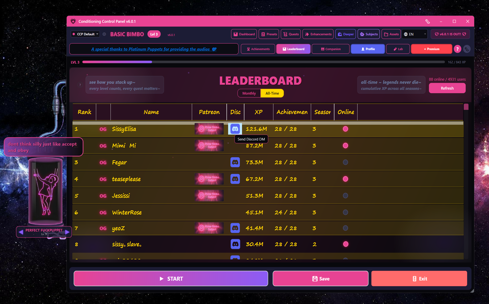 Leaderboard All Time view showing legends never die record