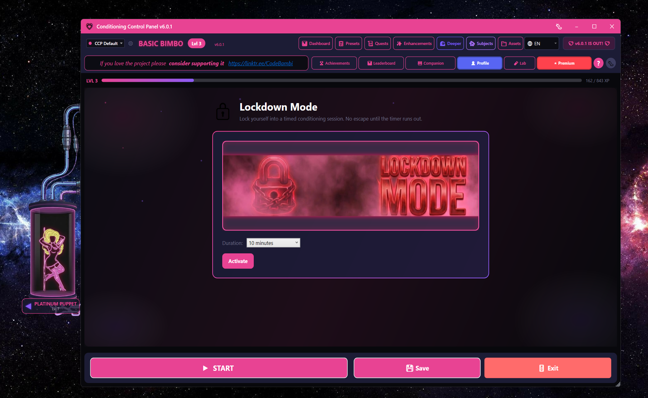 Lockdown Mode tab with the duration dropdown and Activate button