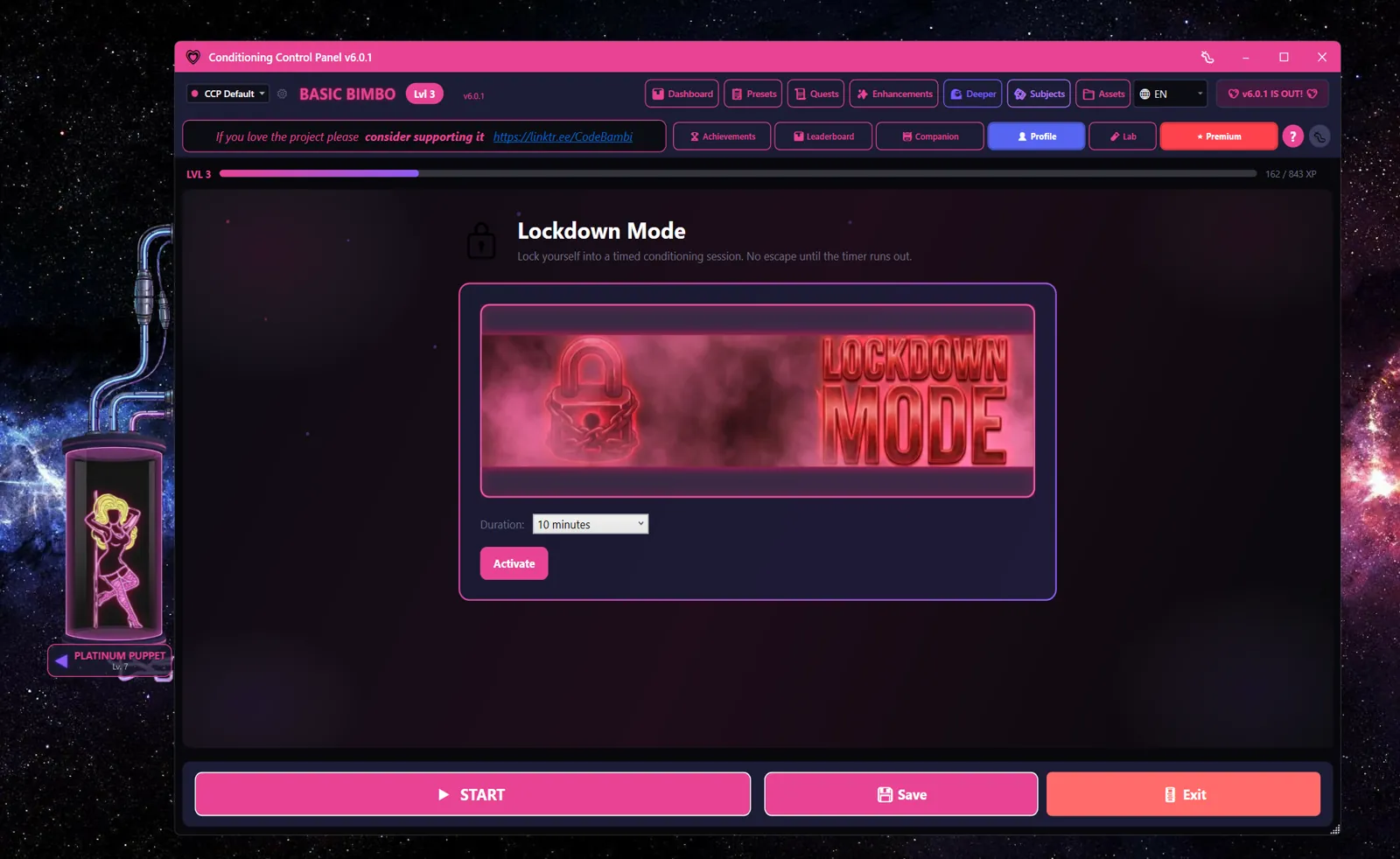 Lockdown Mode tab with the duration dropdown and Activate button