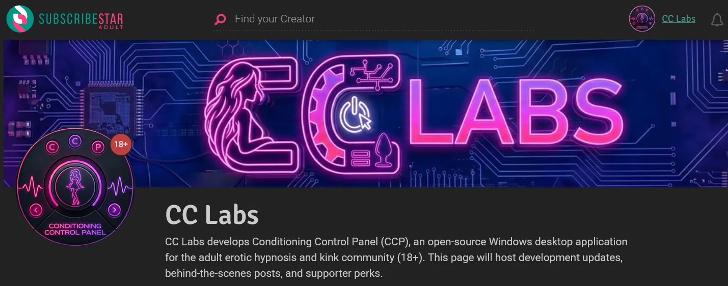 CC Labs page on SubscribeStar